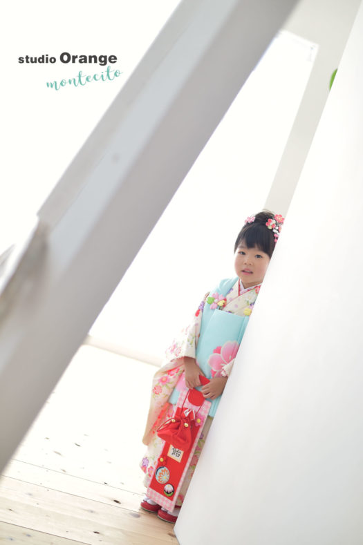 宝塚　フォトスタジオ　七五三　3歳女の子　水色の着物