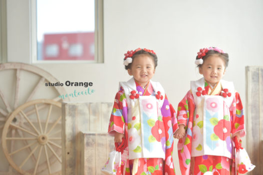 川西市から双子の３歳女の子の七五三撮影 | 宝塚市の写真館スタジオ 