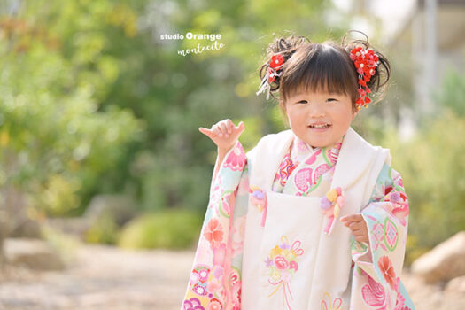 ３歳女の子着物で七五三撮影