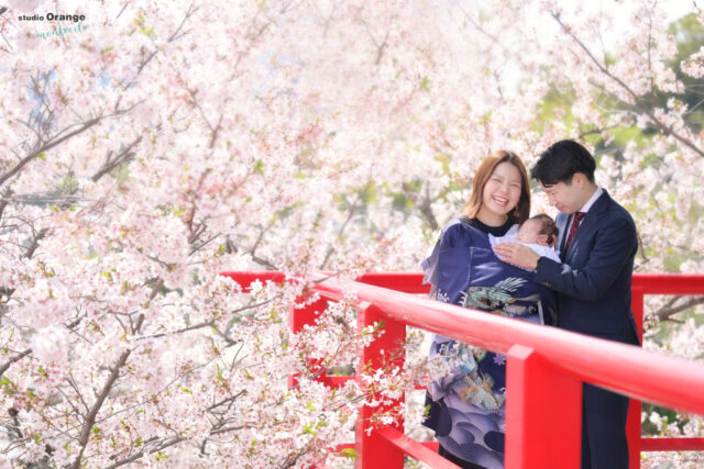 中山寺お宮参り出張撮影桜と一緒に撮影できる